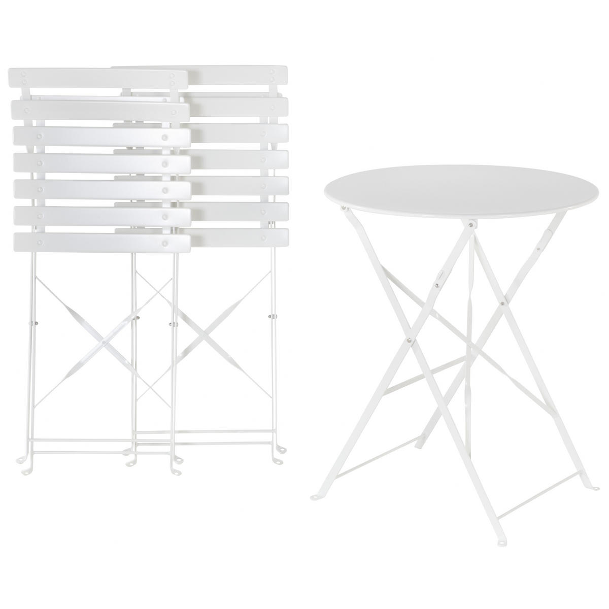 BALKONSET 2-Sitzer weiß zusammenklappbar Fiori - Weiß, Metall - Beliani
