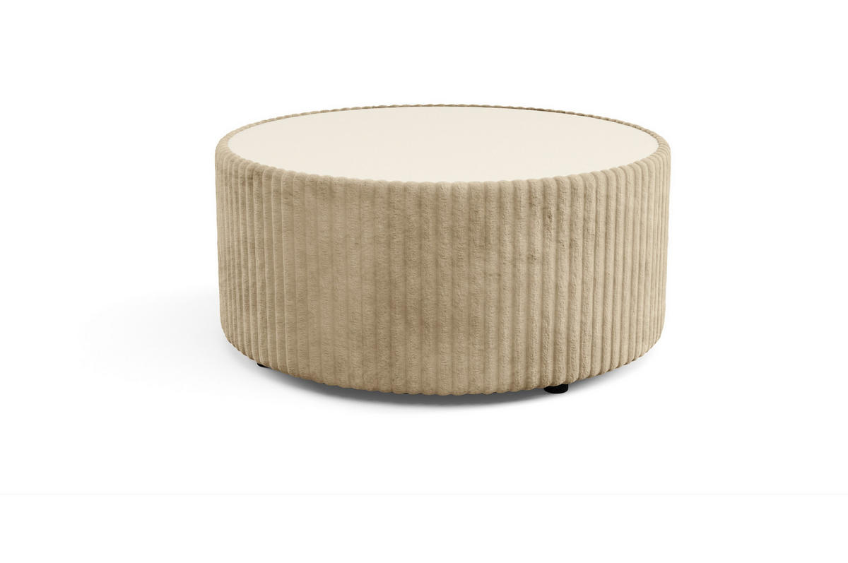 COUCHTISCH LINEO 89 cm Wohnzimmertisch gepolstert Beige - Beige, Holzwerkstoff/Textil (89/89/42cm) - MASSENO