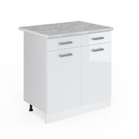 UNTERSCHRANK R-Line Weiß Hochglanz 80 cm mit Schubladen und Türen mit AP - Weiß Hochglanz/Weiß, Holzwerkstoff (80/81.6/60cm) - Vicco