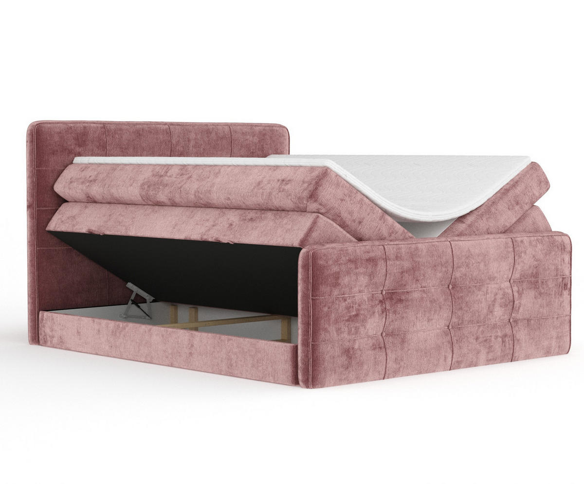 BOXSPRINGBETT Semplice Rosa 200/200 cm - Schwarz/Rosa, Holz/Holzwerkstoff (200/200cm) - Maison de Reve