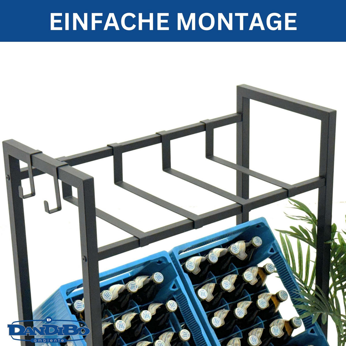 GETRÄNKEKISTENREGAL 4 Kisten Schwarz Metall 82 cm Stehend - Schwarz, Metall (69/82/32cm) - DanDiBo