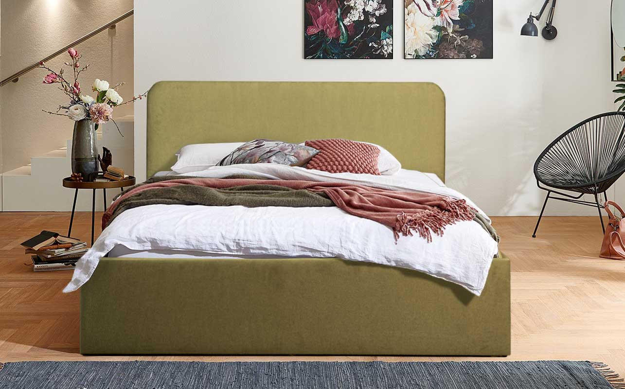 POLSTERBETT Mailand Gold 160 x 200 x 40 cm Stauraum ohne hydraulische Funktion Ohne Matratze und Lattenrost - Goldfarben, Holz (160/200cm) - Halmon Schlafkomfort Betten 