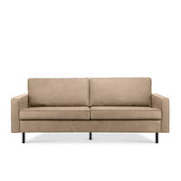 3-SITZER-SOFA INVIA Klassische-Stil mit Armlehnen, Lederoptik-Stoff, beige - Beige/Schwarz, Textil (209/87/98cm) - KONSIMO®