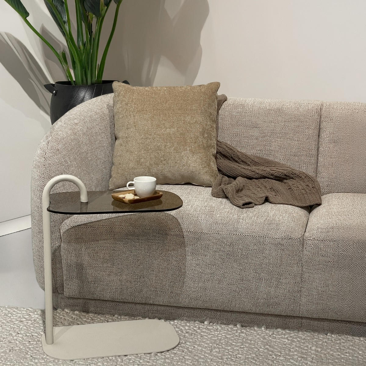 BEISTELLTISCH Amy Beige 48/30/65 cm - Beige, Glas (48/30/65cm) - Livingfurn