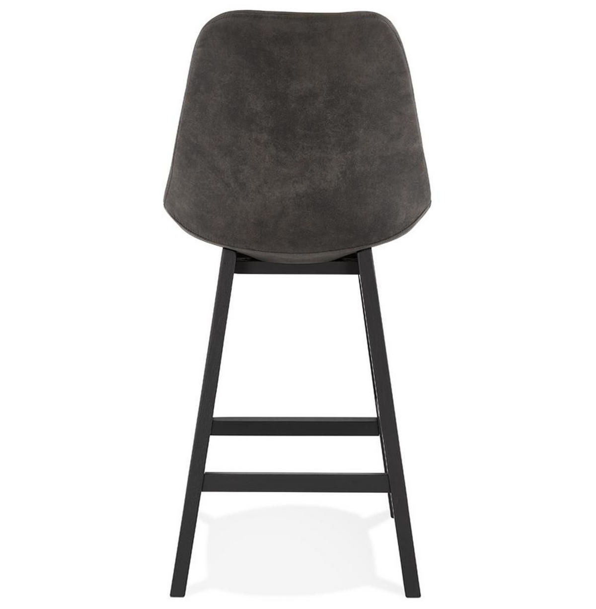 BARHOCKER Mikrofaser Massivholzbeine Sitzhöhe 66cm Skandi-Stil NIXARA MINI, Anthrazit-Schwarz 48x56x103 cm - Anthrazit/Schwarz, Eichenholz/Textil (48/103/56cm) - KADIMA DESIGN