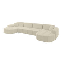 WOHNLANDSCHAFT LIVO-U2 - 400x173x79,5 cm Beige - Beige, Holzwerkstoff/Textil (400/79/173cm) - ALTDECOR