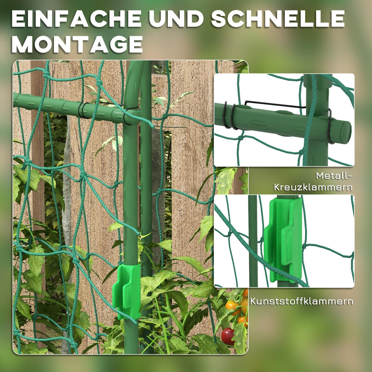 RANKHILFE für Kletterpflanzen, Verstellbares Spalier, für Garten, Balkon, Stahl, Grün - Grün, Kunststoff/Metall (43/183/182cm) - Outsunny