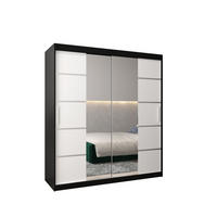 SCHWEBETÜRENSCHRANK 200/180/62 2-türig - Silberfarben/Schwarz, Holz/Kunststoff (180/200/62cm) - Abiks Möbel