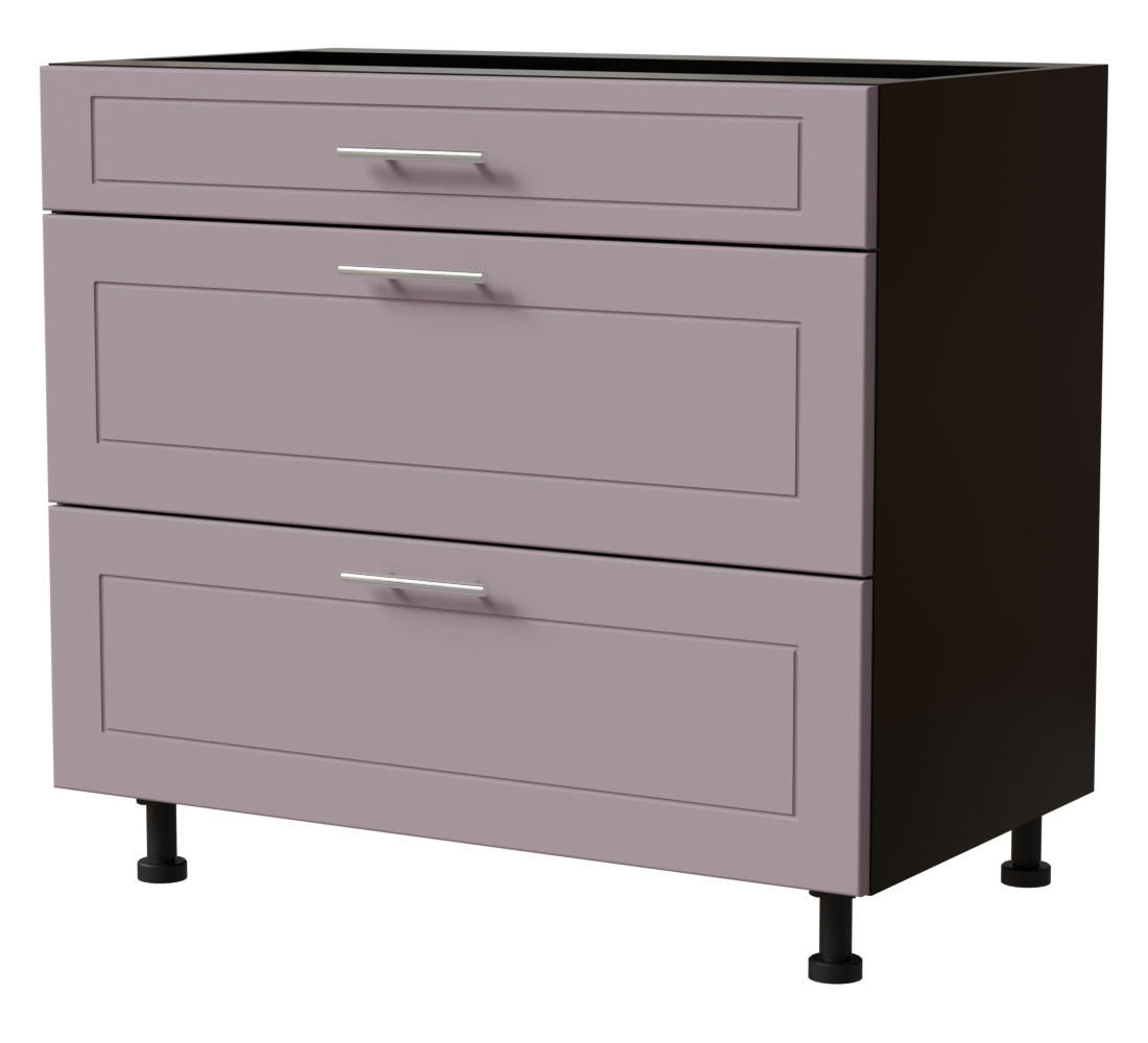 SCHUBLADENUNTERSCHRANK Bari D3/90 Schwarz / RAL 4009 pastellviolett 90 / 50 / 82cm HETTICH Vollauszug - Violett/Schwarz, Holz/Holzwerkstoff (90/82/50cm) - Feldmann-Wohnen