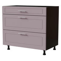 SCHUBLADENUNTERSCHRANK Bari D3/90 Schwarz / RAL 4009 pastellviolett 90 / 50 / 82cm HETTICH Vollauszug - Violett/Schwarz, Holz/Holzwerkstoff (90/82/50cm) - Feldmann-Wohnen