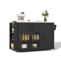 KÜCHENINSEL klappbar 138 x 70 x 90 cm Schwarz - Schwarz, Holz (70/90/138cm) - Beauniv