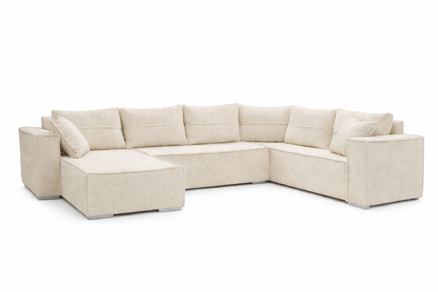 WOHNLANDSCHAFT STYLO U-Form mit Schlaffunktion Bettkasten Cordstoff Poso Beige - Beige, Kunststoff (315/90/215cm) - Wohnideebilder