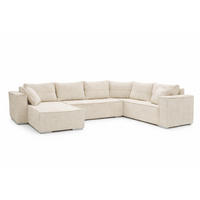 WOHNLANDSCHAFT STYLO U-Form mit Schlaffunktion Bettkasten Cordstoff Poso Beige - Beige, Kunststoff (315/90/215cm) - Wohnideebilder