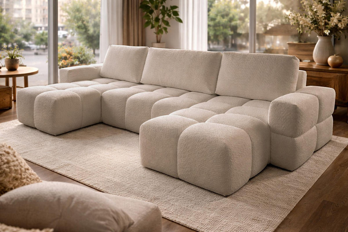 WOHNLANDSCHAFT U-Form Beige WOLKS - Beige, Textil (340/90/165cm) - Compleo24