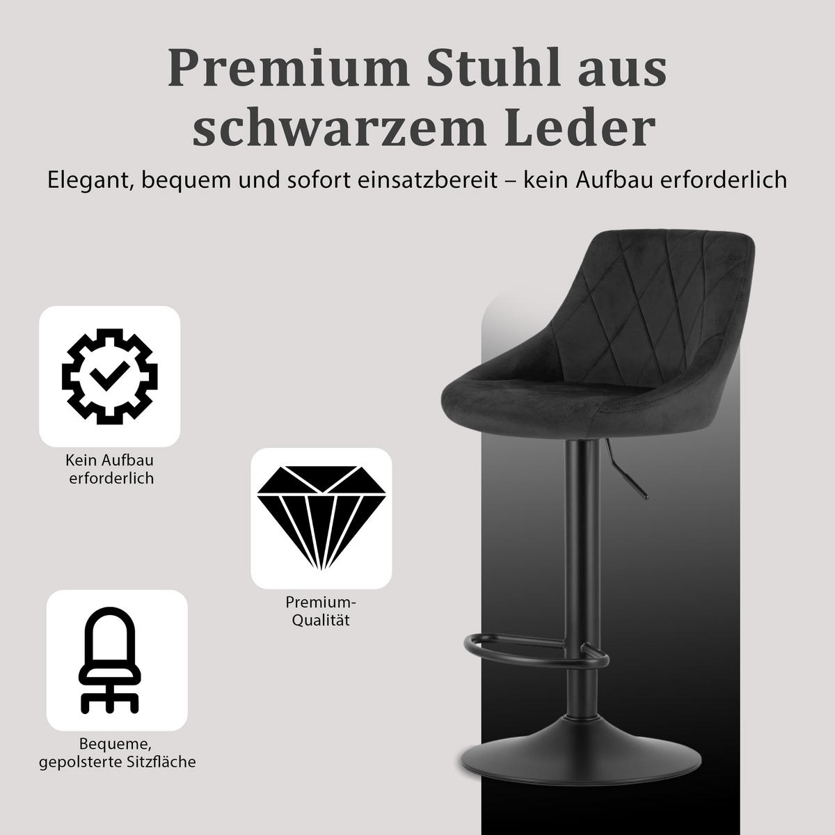 BARHOCKER, drehbar, HÖHENVERSTELLBAR, in Schwarz, Modernes Design - Schwarz, Textil (36/107/38cm) - Best For Home
