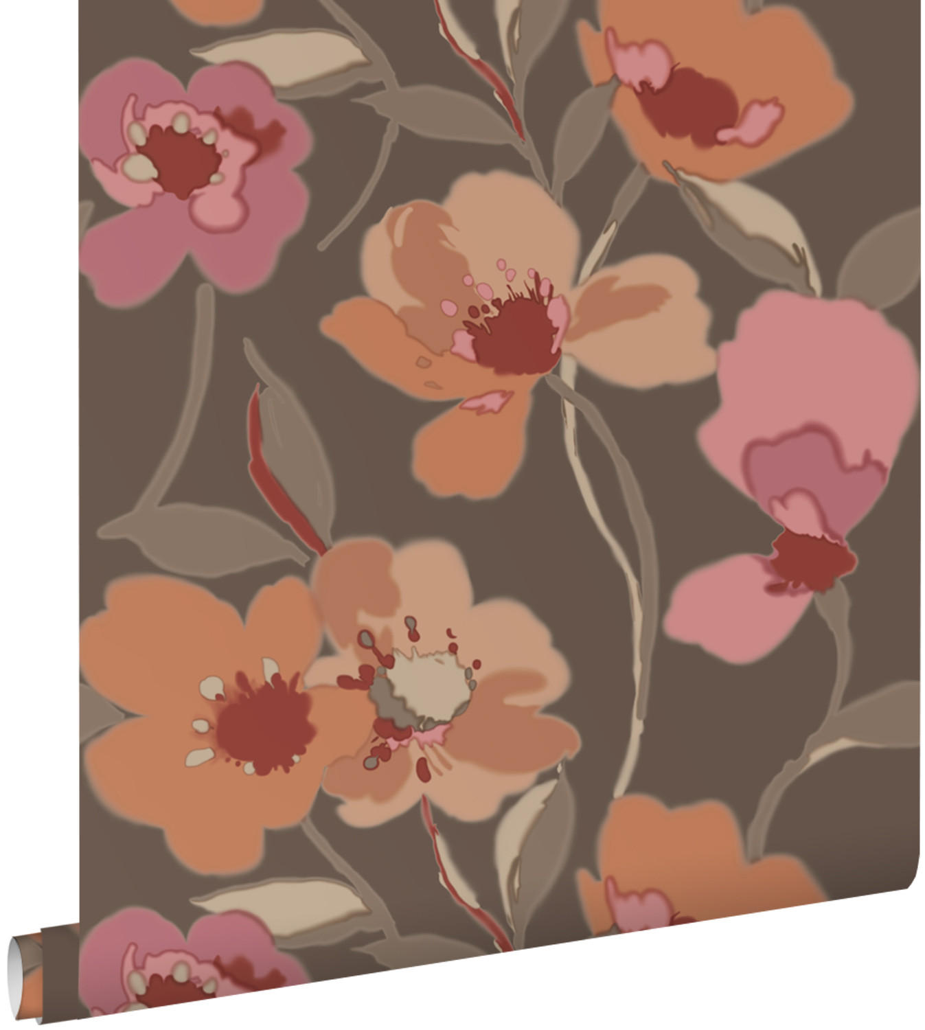 TAPETE Blumen 50 x 900 cm - Terracotta, Papier (50/900cm) - ESTAhome