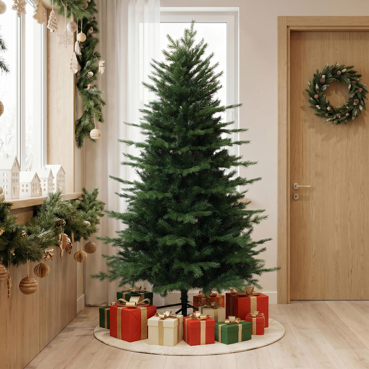 KÜNSTLICHER Weihnachtsbaum 185 cm,1.956 PE-/PVC-Spitzen - Grün, Kunststoff (185cm) - Hometopia