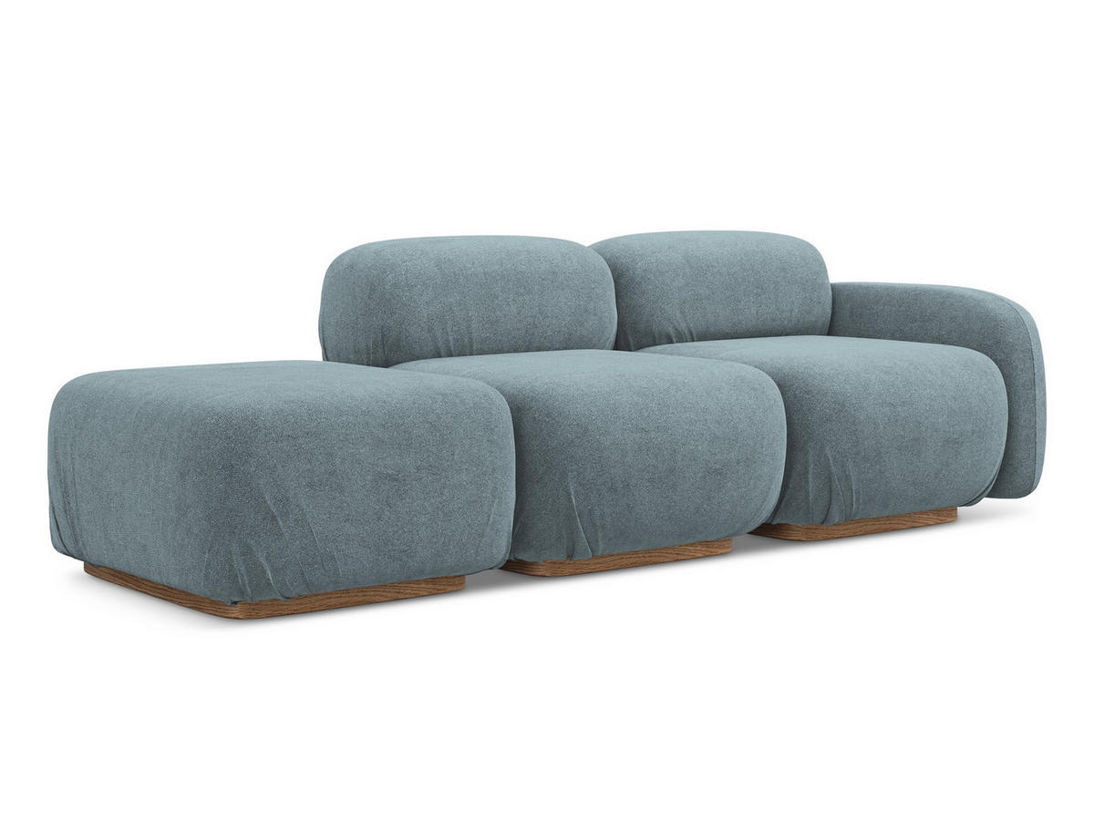 3-SITZER SOFA Links Bouclé Stoff Blau - Blau/Blaugrau, Holz/Textil (258/73/95cm) - Makamii