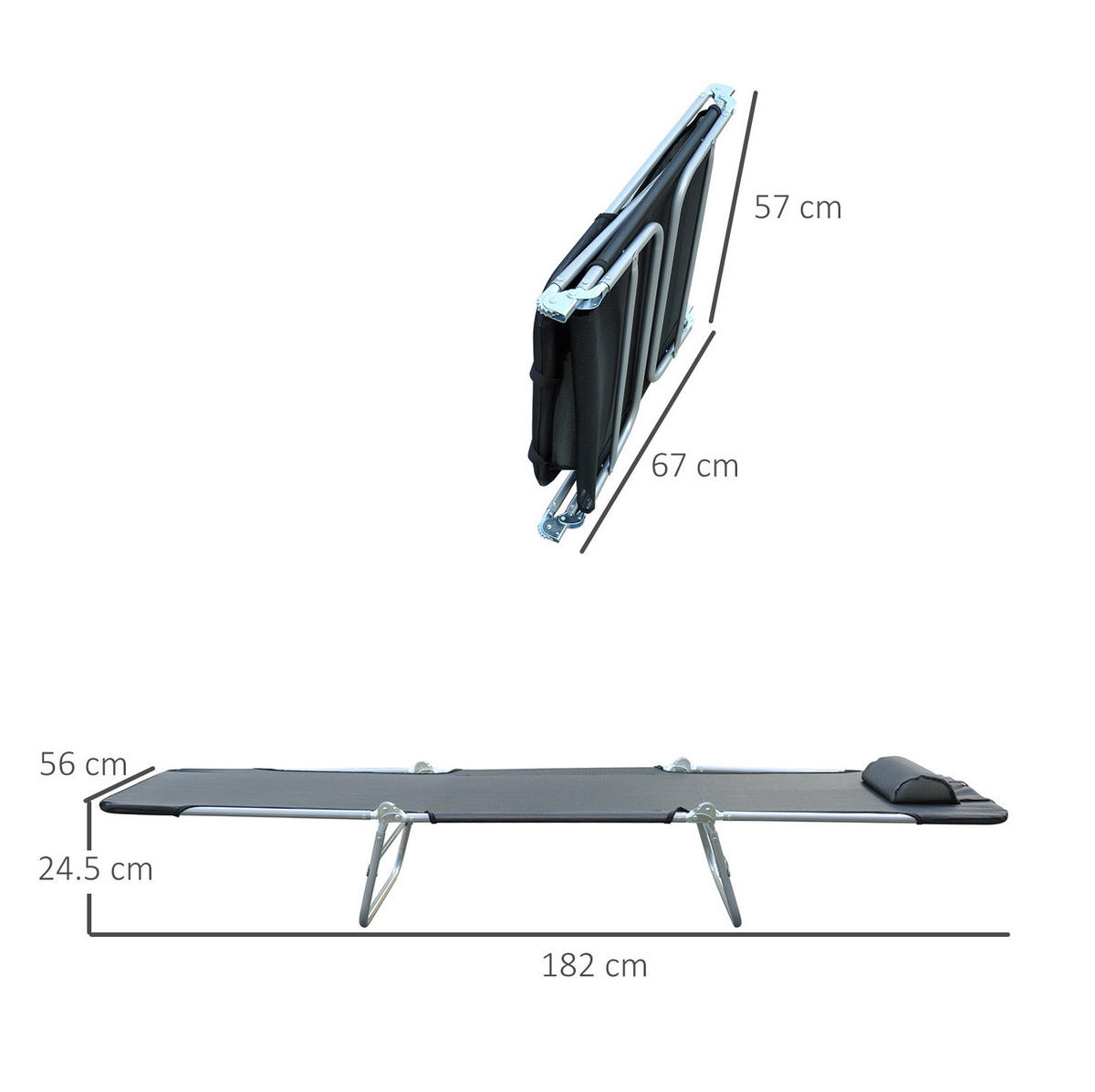 SONNENLIEGE aus Stahlrohr 182x56x24,5 cm in Schwarz mit verstellbarer Rückenlehne - Schwarz, Metall (56/24.5/182cm) - Modfu