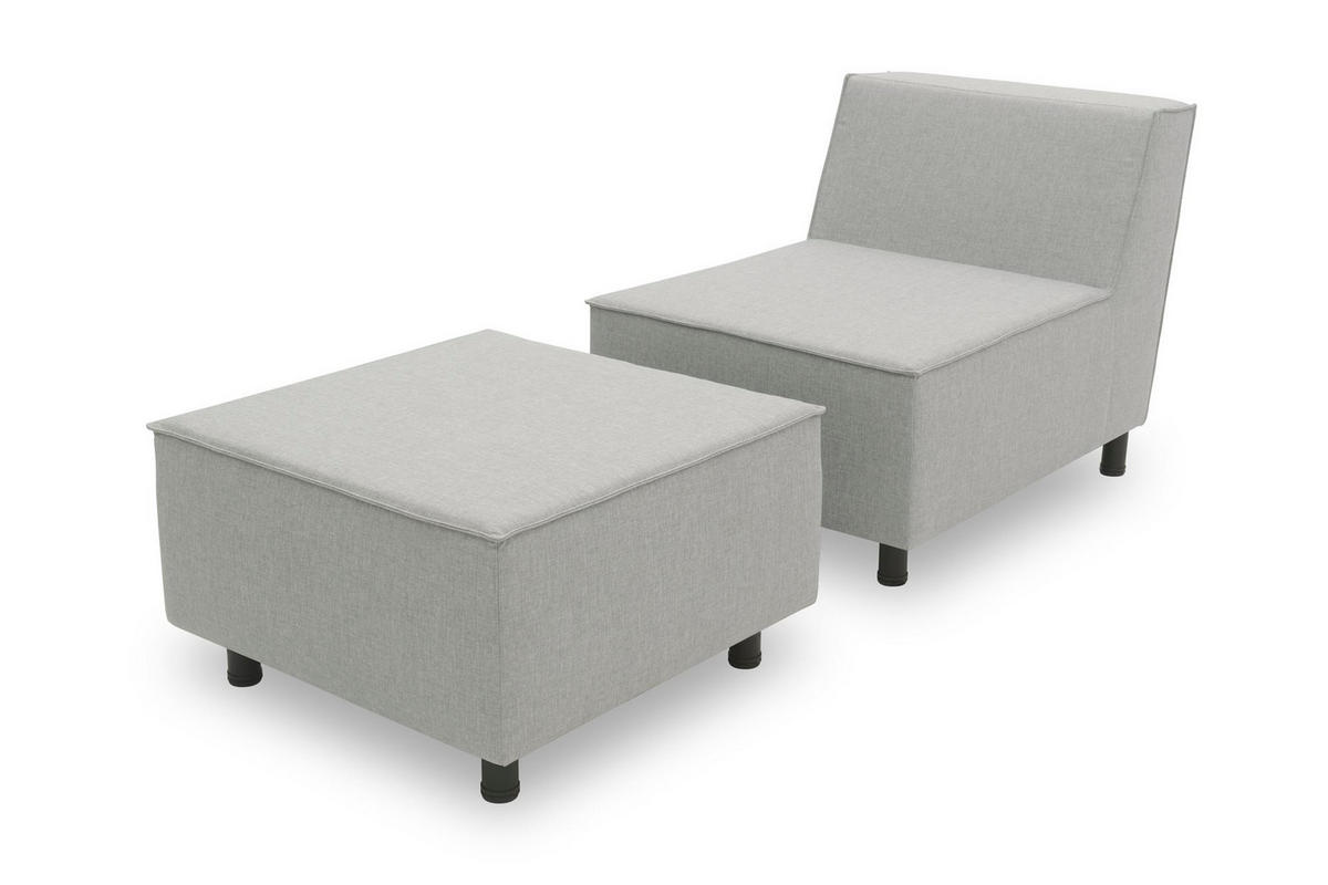 GARTENLOUNGE-SET 1 Brandie 146x77x176 mit Outdoorbezug in silber - Silberfarben, Kunststoff (176/77/146cm) - 58aufmkessel