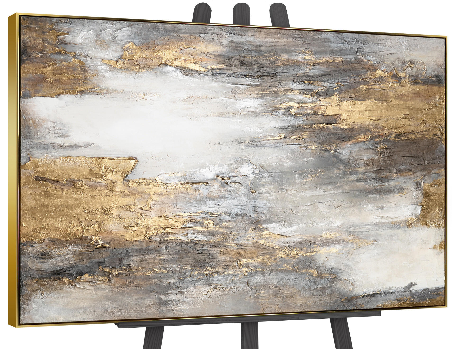 YS-art gallery Gemälde Gold 180x120 cm