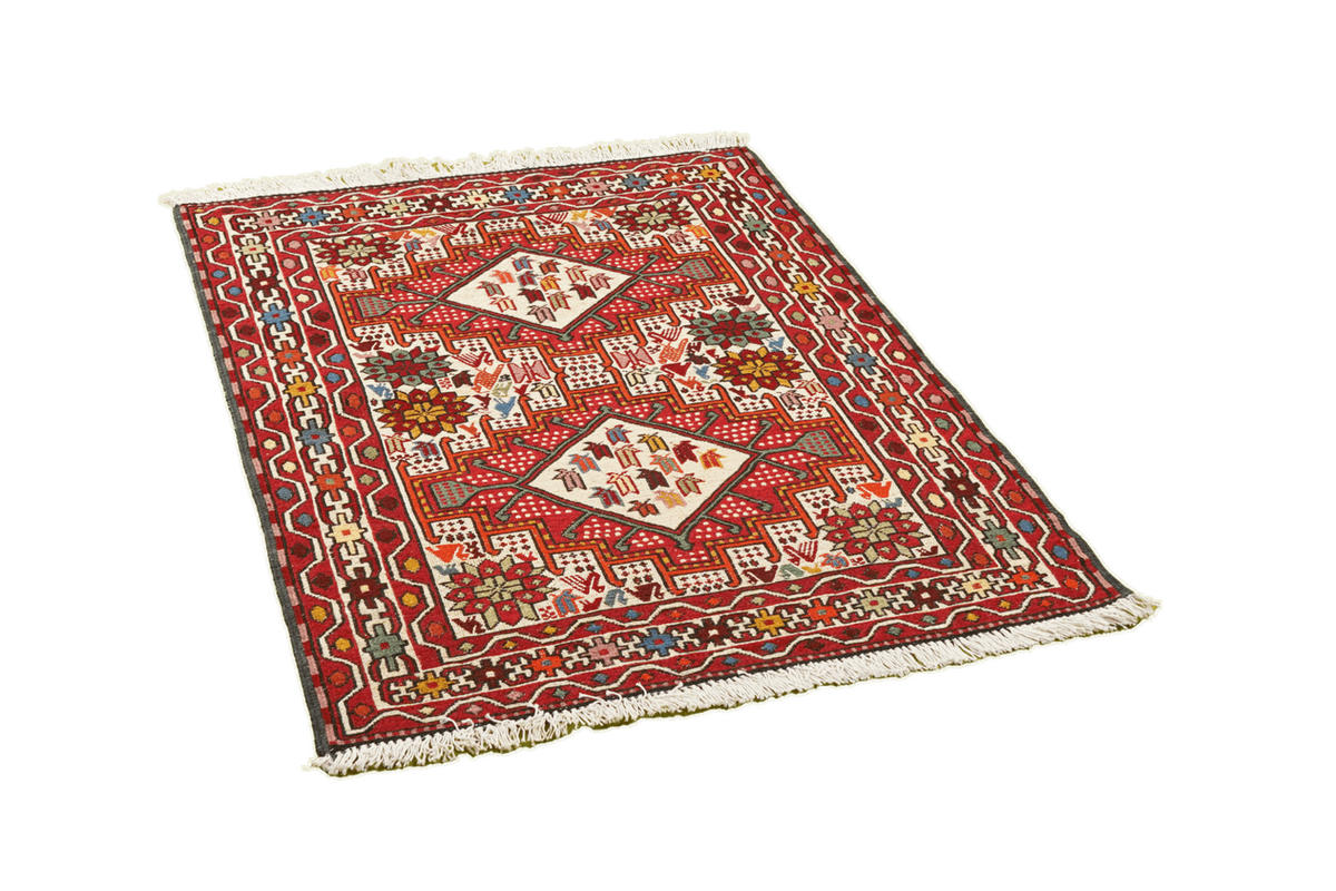 HANDWEBTEPPICH Sumak Shahsavan Beige 99/79 cm Baumwolle - Beige, Textil (79/99cm) - Looma