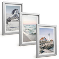 BILDER SET 3er Set - 20x30 cm Silberner Rahmen - Pferde, Strand, Leuchtturm, Wellen - Silberfarben, Kunststoff (20/30cm) - TULUP