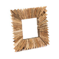 WANDSPIEGEL Spikes 50x50 cm Massivholz naturfarben - Braun, Holz (50/50/5cm) - CREEDWOOD
