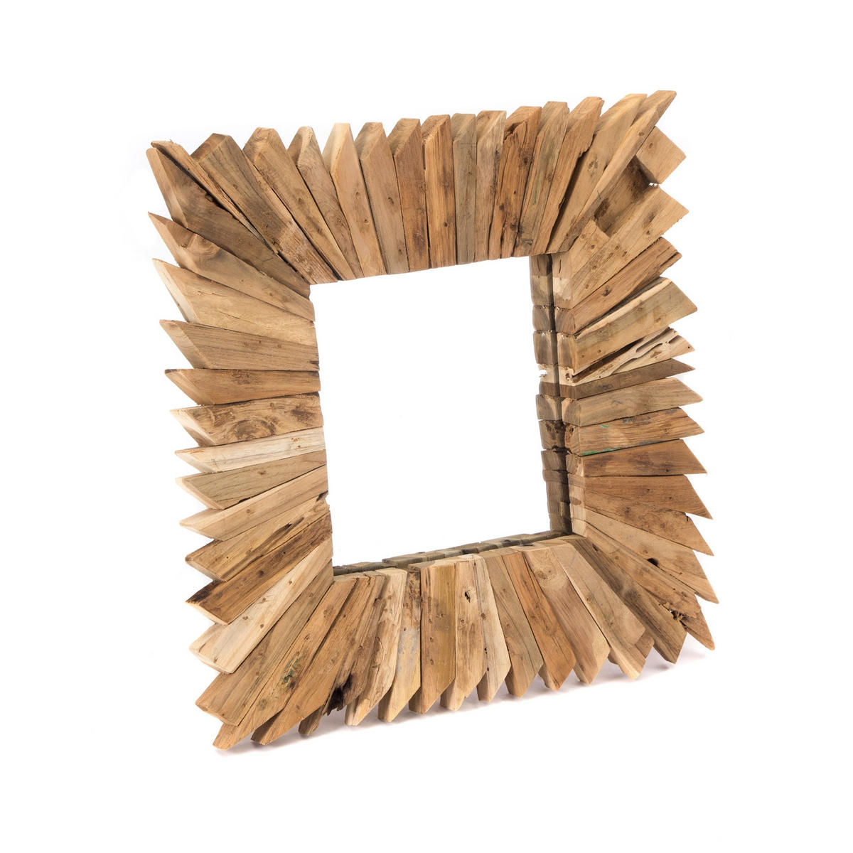 WANDSPIEGEL Spikes 50x50 cm Massivholz naturfarben - Braun, Holz (50/50/5cm) - CREEDWOOD