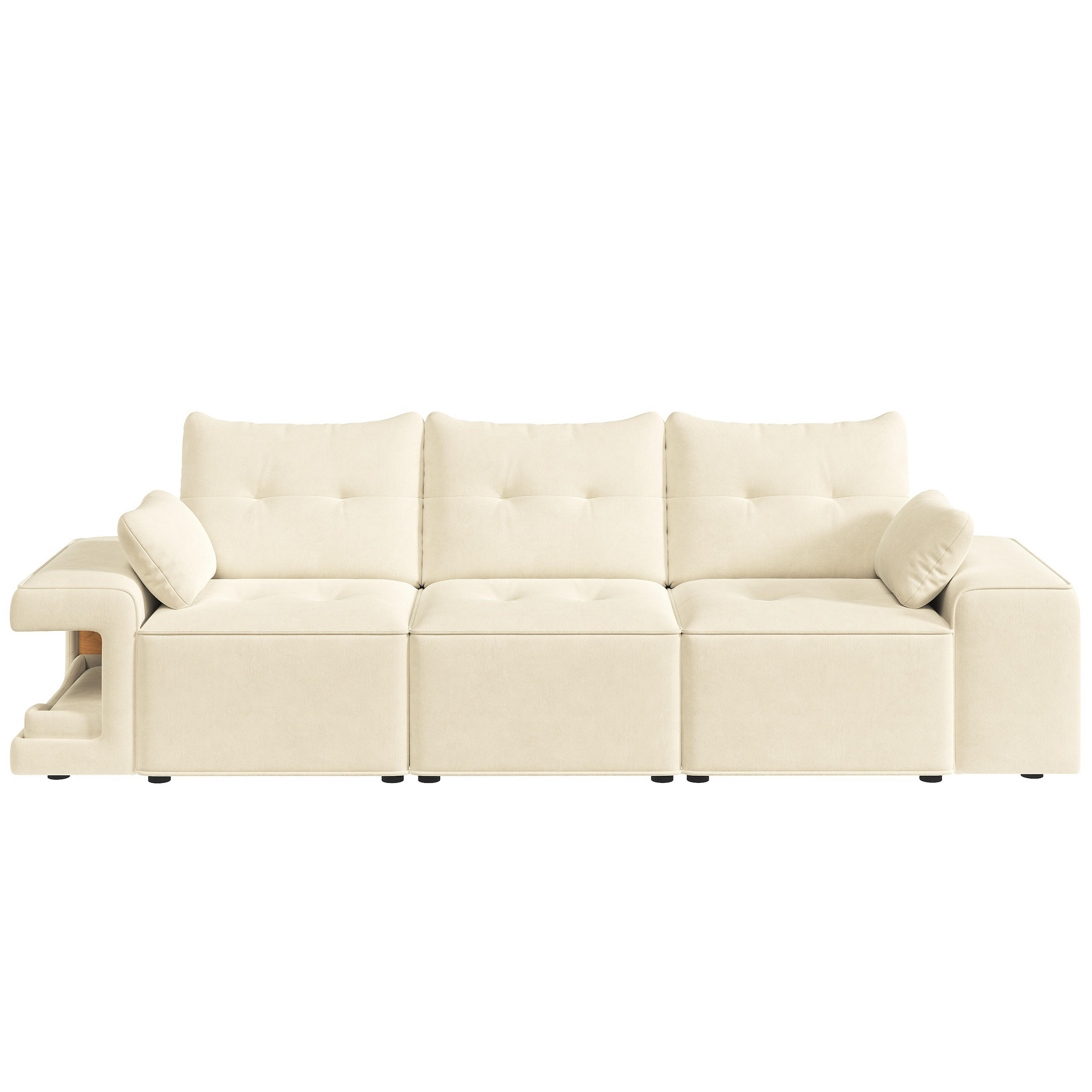 SOFA 3-Sitzer modular mit Stauraum 229,5 x 78 x 84 cm Samt Beige - Beige, Textil (78/84/229.5cm) - IVMEU