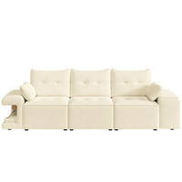SOFA 3-Sitzer modular mit Stauraum 229,5 x 78 x 84 cm Samt Beige - Beige, Textil (78/84/229.5cm) - IVMEU