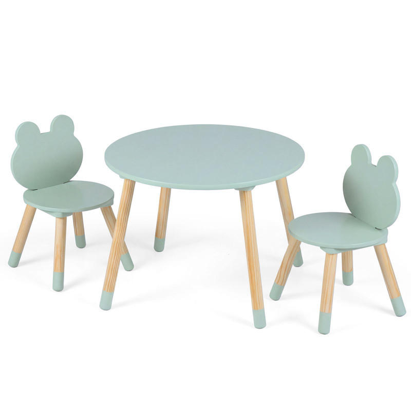 KINDERTISCH mit stuhl grün(3-tlg) - Grün, Holzwerkstoff (60/44/60cm) - COSTWAY
