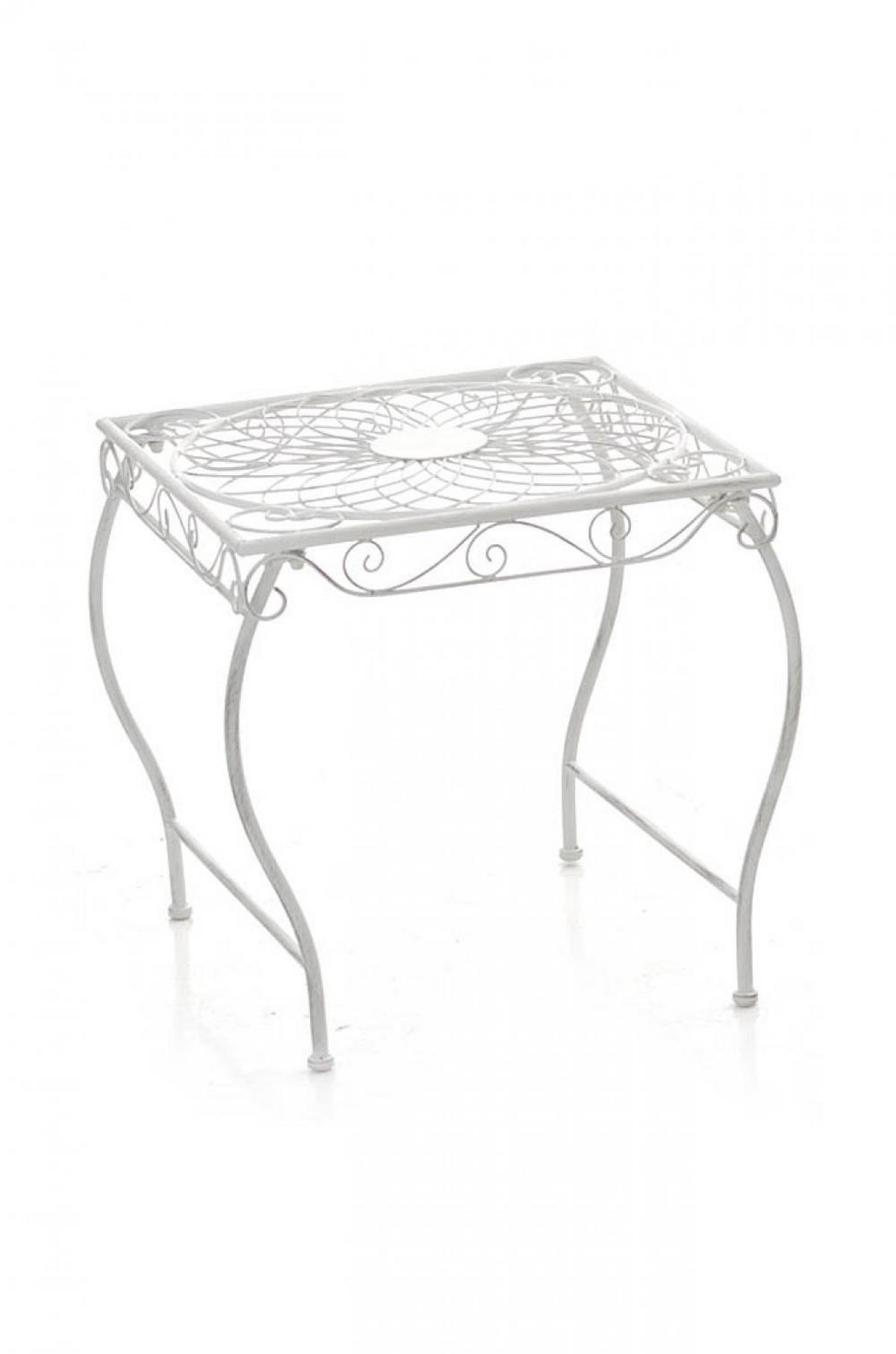 GARTENTISCH eckig 49/45/46 cm Metall Antik Weiß - Weiß, Metall (45/49/46cm) - CLP