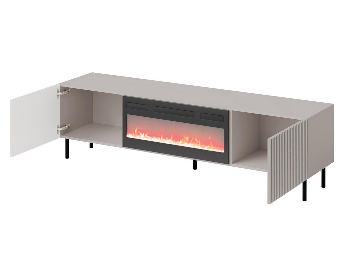 TV-ELEMENT Aruba 2D 181 mit Kamin - Schwarz/Naturfarben, Holzwerkstoff (181/53/42cm) - MIRJAN24