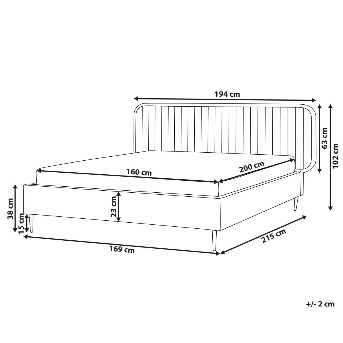 BETT mit Lattenrost 160/200 cm Beige Brin - Beige/Schwarz, Textil (160/200cm) - Beliani