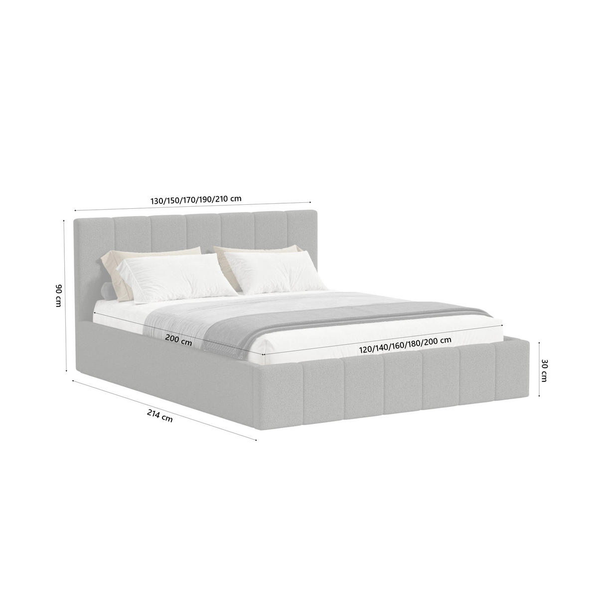 POLSTERBETT Malfo Slim 200x200 cm, Graphit - Graphitfarben, Textil (200/200cm) - Fedve