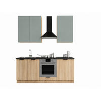 KÜCHENZEILE 200 cm - Sorento K1-G200 - in Grün & Sonoma Eiche - Schwarz/Grün, Holz/Metall (200/247/58cm) - ROYAL24_MARKT