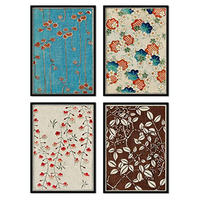 POSTER Set mit 4 von Pflanzenwohnungen japanischen JahrgangMagazins Shin Bijutsukai A4 Rahmenlos - Klar, Papier (29.7/3cm) - Nacnic