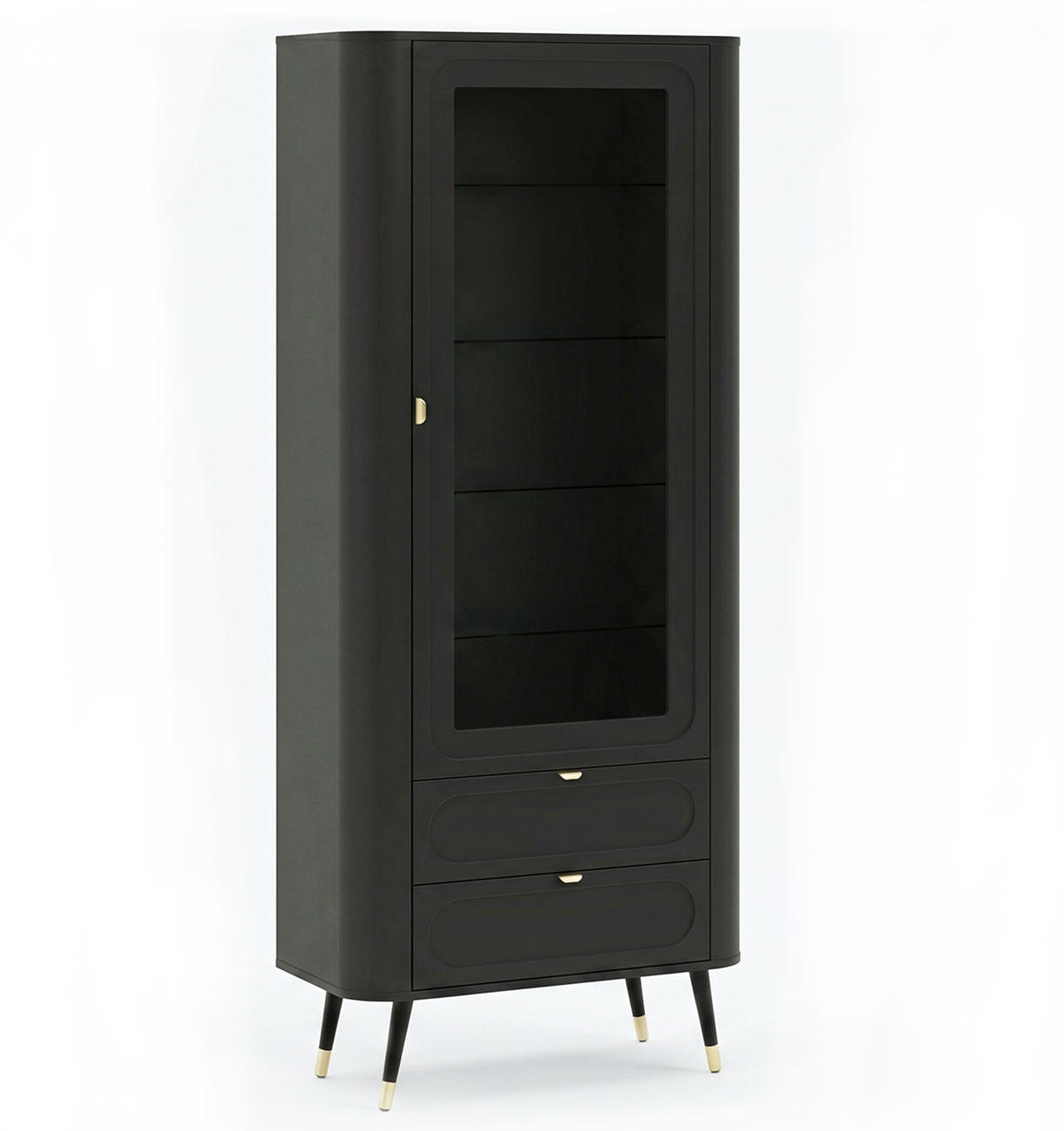 VITRINE Blinx schwarz gold 78,4 / 40 / 192,4cm - Multicolor/Schwarz, Glas/Holzwerkstoff (78.4/192.4/40cm) - Feldmann-Wohnen