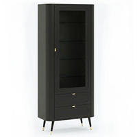 VITRINE Blinx schwarz gold 78,4 / 40 / 192,4cm - Multicolor/Schwarz, Glas/Holzwerkstoff (78.4/192.4/40cm) - Feldmann-Wohnen