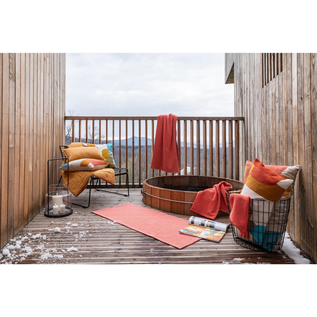 BADEMATTE Etia korallenrot 54 x 110 cm - Koralle, Textil (54/110cm) - Vivaraise
