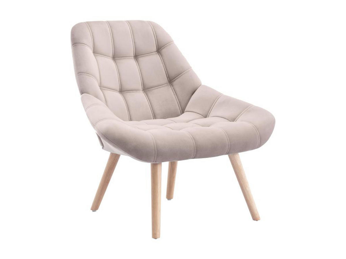 SESSEL - Samt - Beige - LUOSTO - Beige, Textil (79/83/87cm) - Vente-Unique