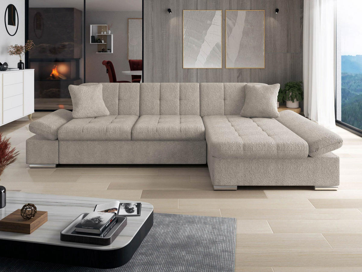 ECKSOFA Malwi, Seite: Rechts - Hellbraun, Holz/Textil (278/161cm) - MIRJAN24