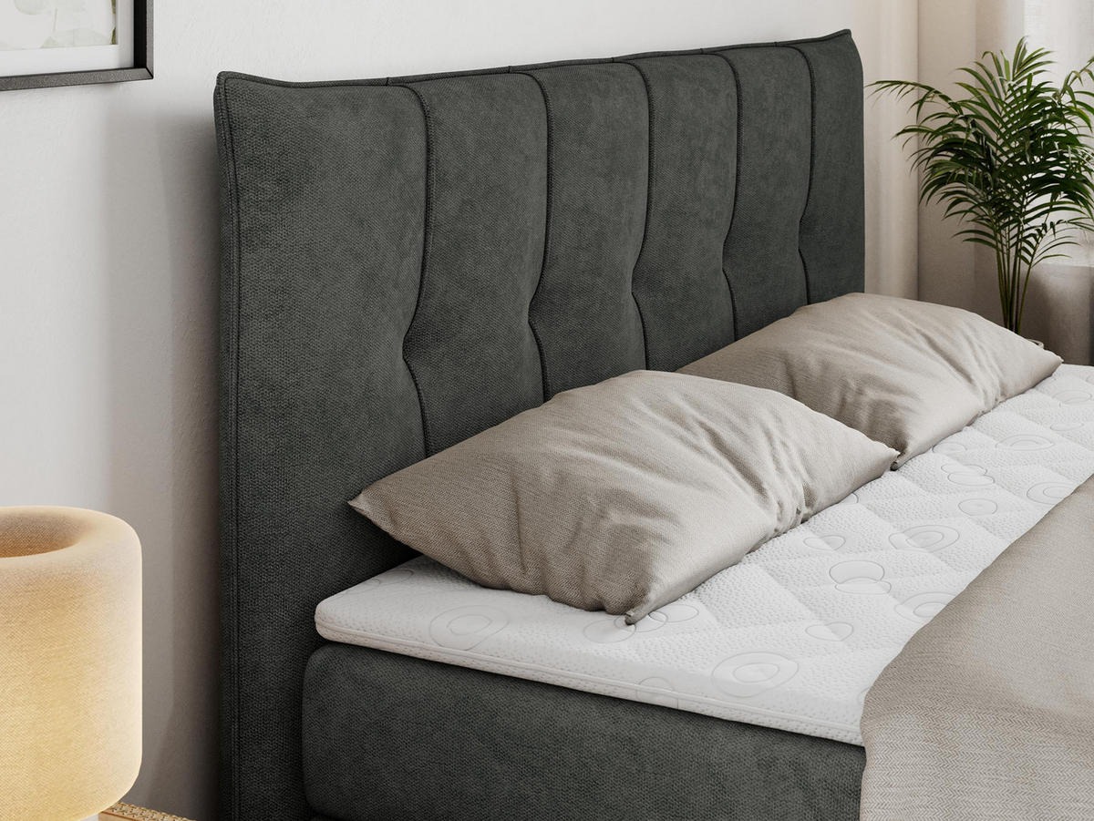 BOXSPRINGBETT PREMIUM 10 KING 180/200 Dunkelgrau Struktur - H3 - Dunkelgrau, Holz/Textil (180/200cm) - MKS