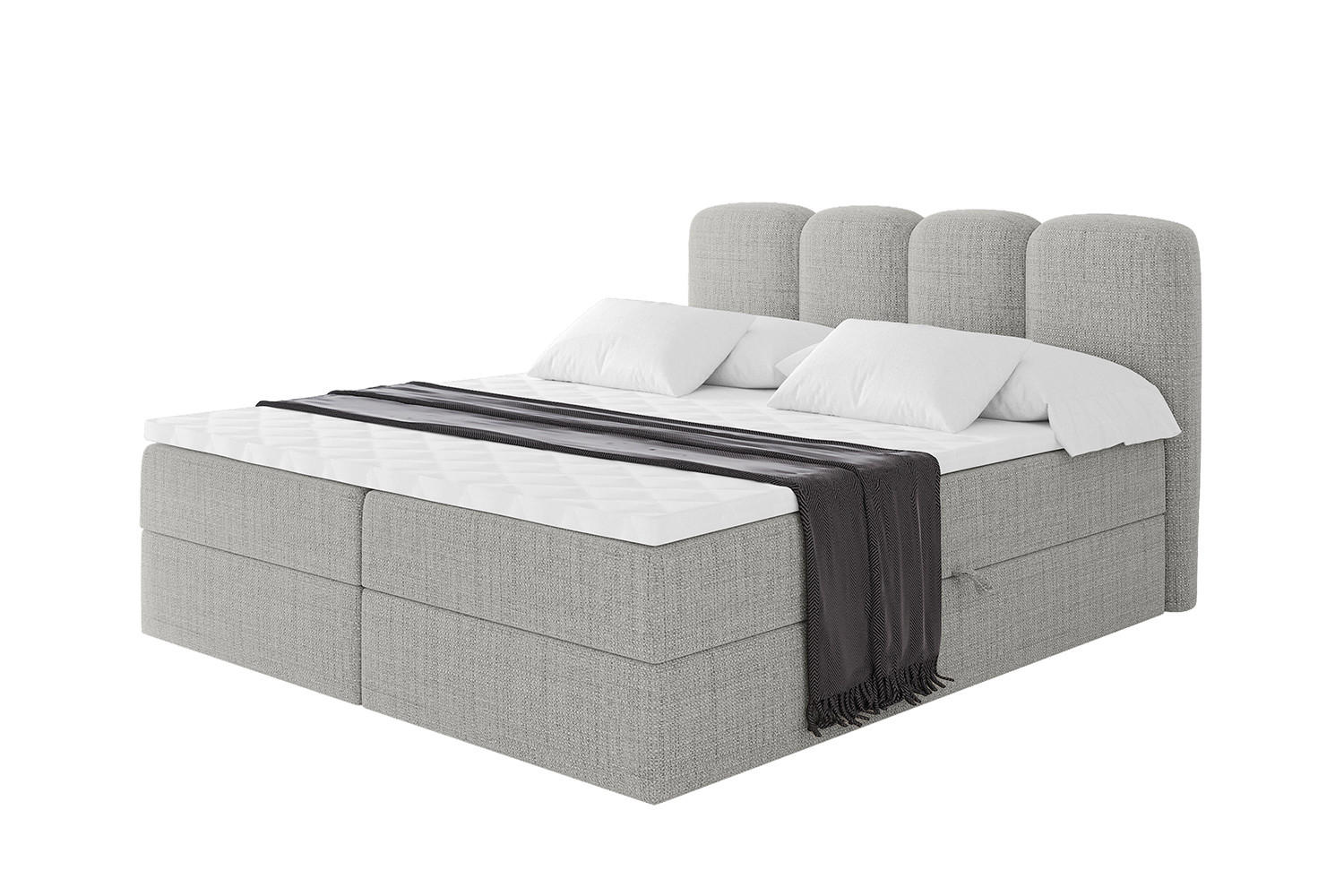 BOXBETT mit Matratze H4 - NINA - 160x200 cm - Hellgrau - Hellgrau, Holzwerkstoff (160/200cm) - ALTDECOR