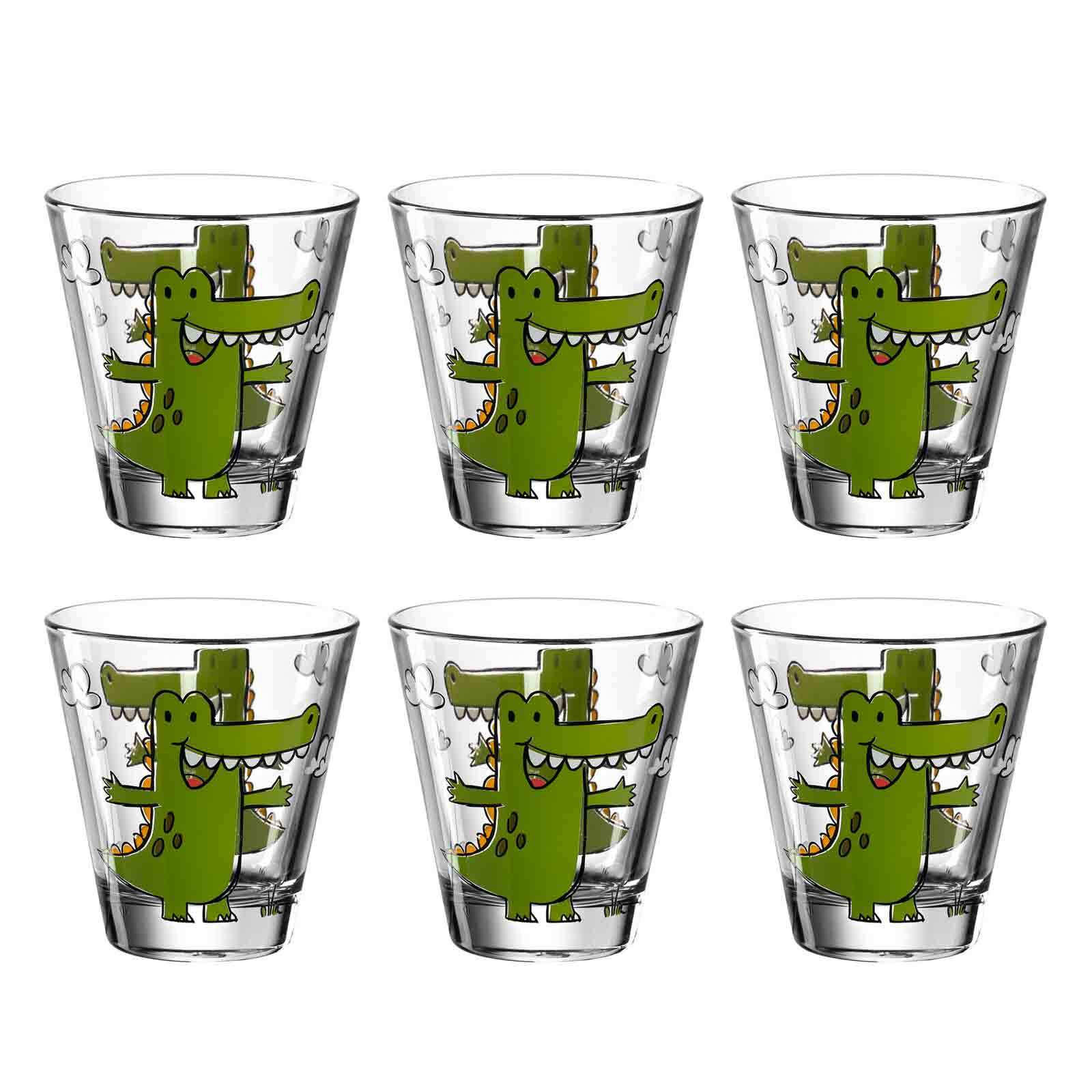KINDERBECHER Bambini Krokodil 215 ml 6er Set - Grün, Glas (0.215L) - Leonardo Living