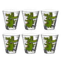 KINDERBECHER Bambini Krokodil 215 ml 6er Set - Grün, Glas (0.215L) - Leonardo Living