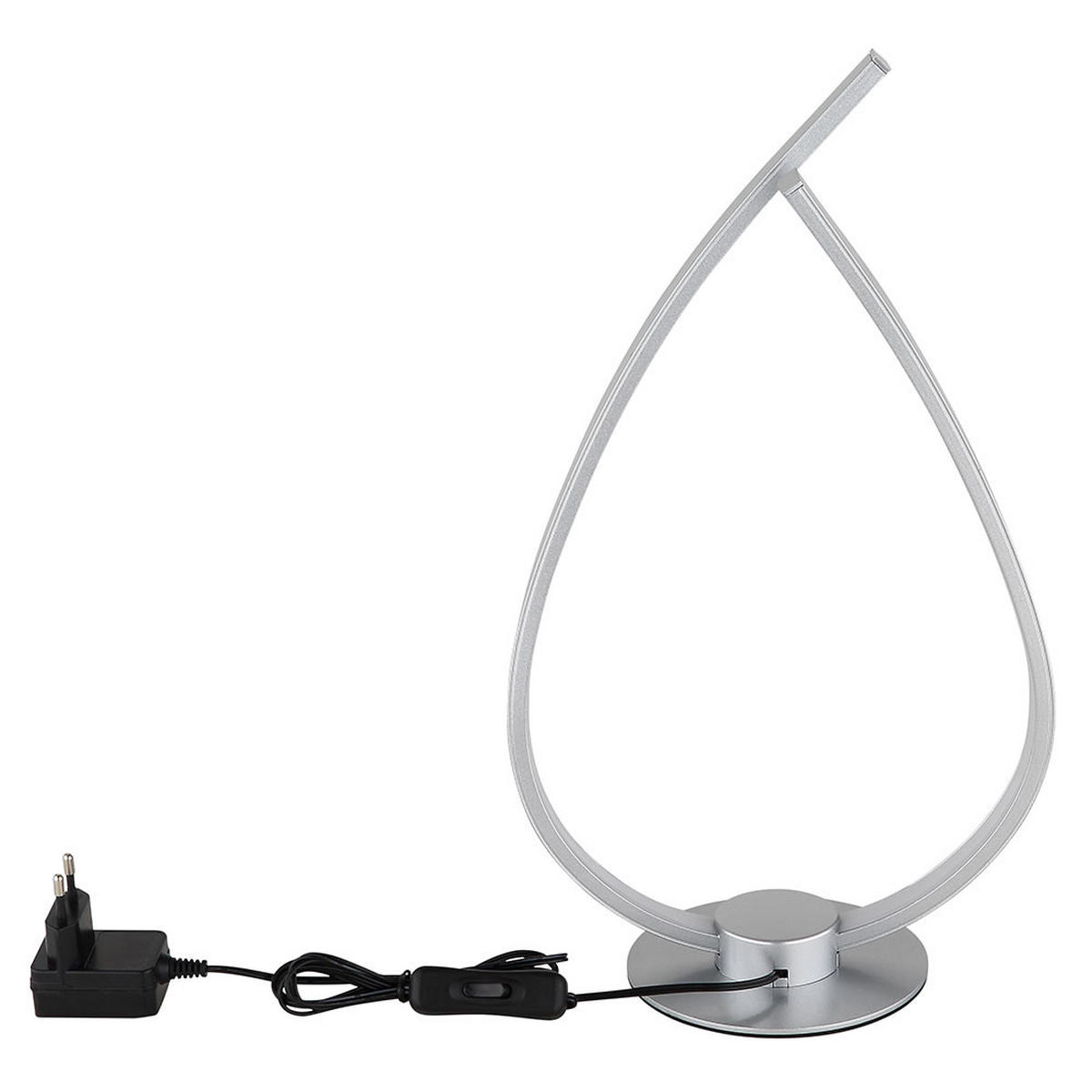 TISCHLEUCHTE LED, Metall, silber matt, Schnurschalter - Silberfarben, Metall (20.5/12/37.5cm) - Globo Lighting