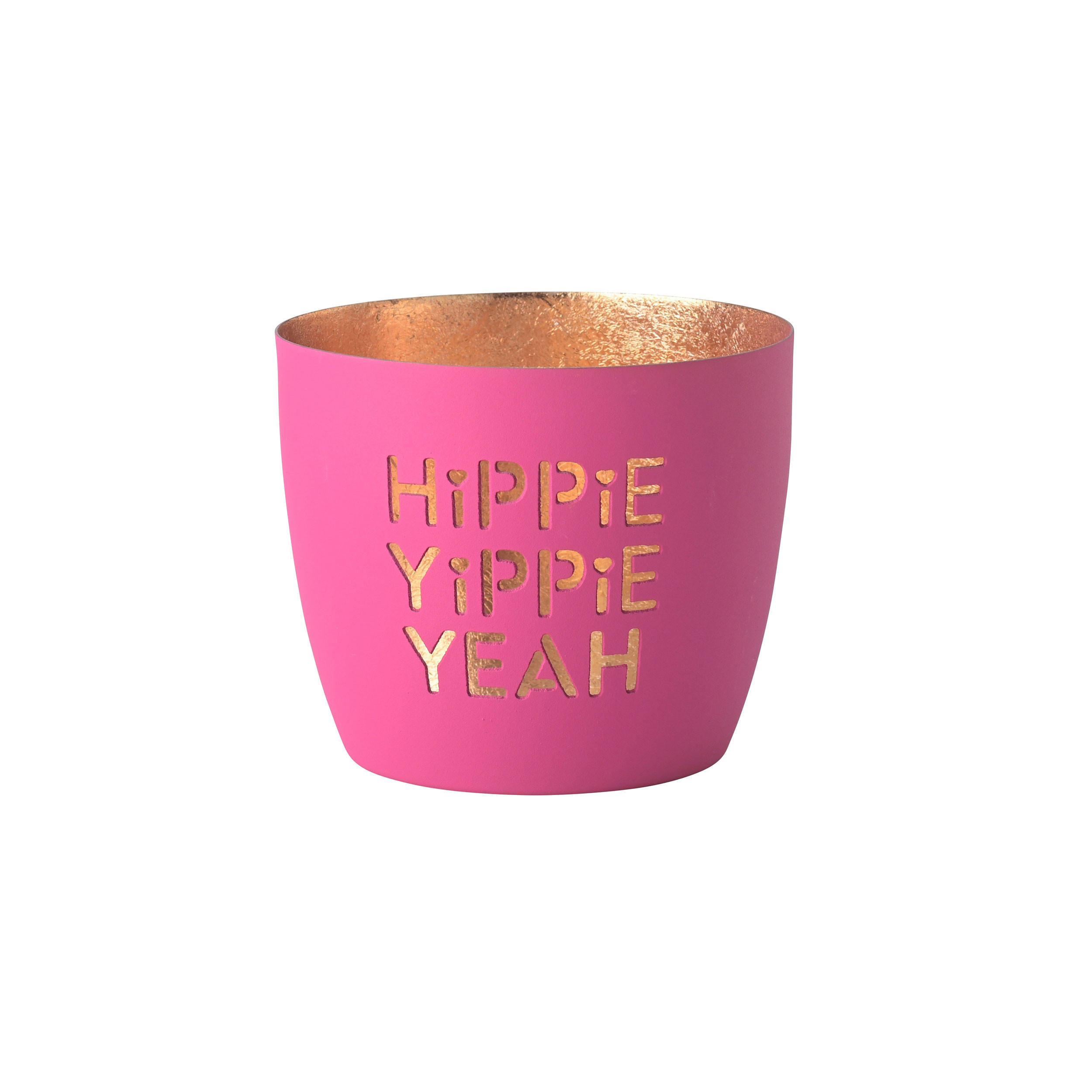 TEELICHTHALTER Madras Hippie yippie yeah M, Eisen, neon purple / Gold, H 8.5 cm - Lila, Metall (9cm) - Gift Company