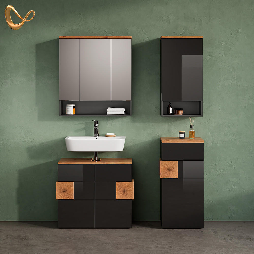 BADSCHRANK Tanaro Anthrazit 40 x 77.5 cm - Anthrazit, Holzwerkstoff (40/77.5/27cm) - Livinity®